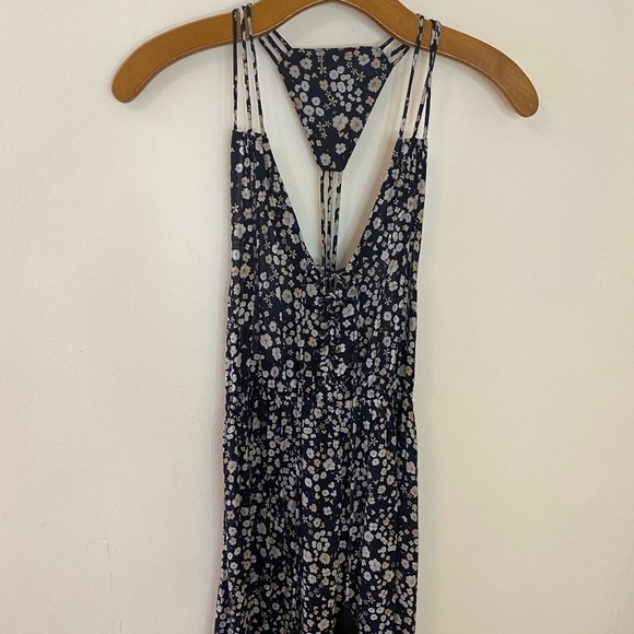 NWT REVOLVE Tiare Hawaii Lace Up Racer Back Black Floral Maxi Dress - Picture 1 of 13